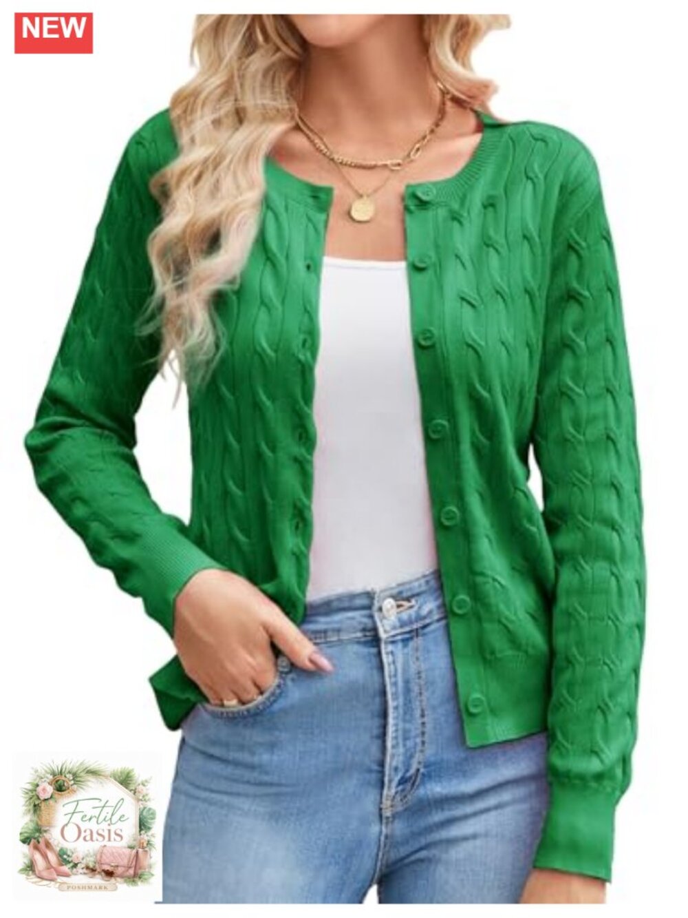 Women's Cable Knit Cardigan Button Up Cropped Lightweight Fall Layering Sweater